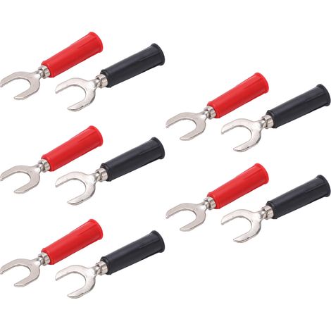10-teiliges Set elektrischer Y- und U-Steckverbinder, Gabel- und Spatelform, PVC und Messing, 8 mm/0,3 Zoll und 4 mm/0,2 Zoll Bohrungen, Bananenstecker, 30 V AC – 60 V DC (1/5)