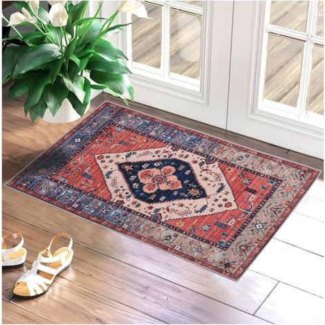 Retro-Fußmatte für den Innenbereich – 60 x 90 cm, weiche und schnell absorbierende, rutschfeste Eingangsmatte, staubdichte Fußmatte für den Eingangsbereich (1/5)