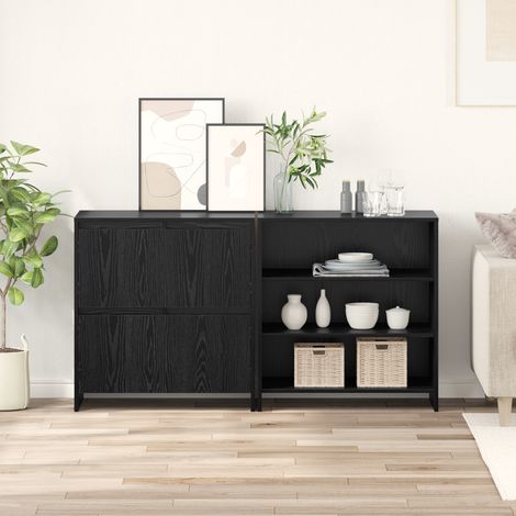 Sideboard 2 pcs Schwarz Eichen-Optik 70 x 41 x 75 cm
