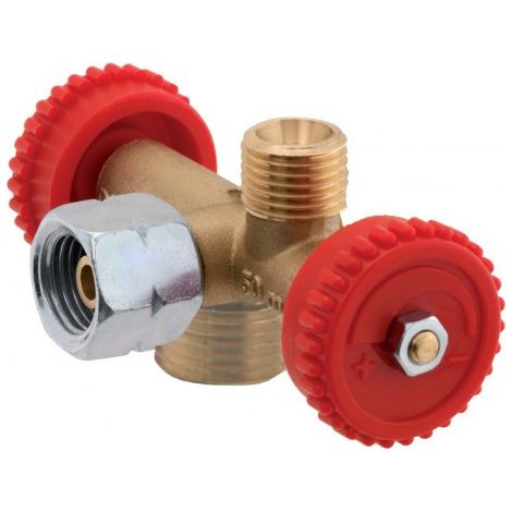 Vanne de dérivation double G1/4 – Écrou x 2 – Raccord gaz fileté – Pour réglage continu de l'arrivée gaz – GOK