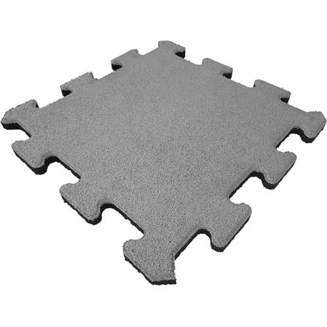Dalle caoutchouc 25 mm - 50 x 50 cm - Gris - Système puzzle - Pièce centrale