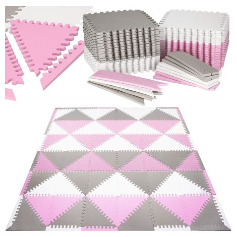 Matta in schiuma triangolare 186x186 cm, puzzle rosa in schiuma EVA.
