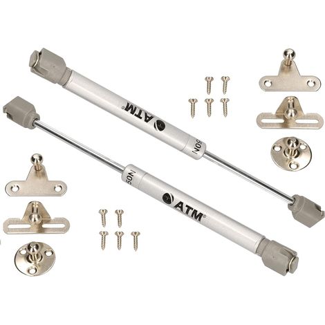 KOTARBAU Lot de 2 vérins à gaz hydrauliques 50 N pour meubles - Ferrure à gaz - Ressort à gaz hydraulique - Argenté (1/5)