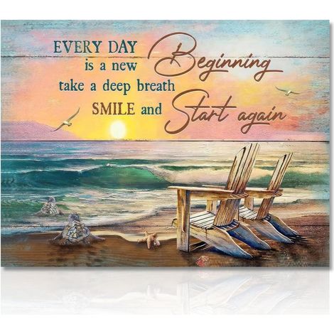 Meeresschildkröte Strand Wandbild inspirierende Zitate 30x40cm (1/5)