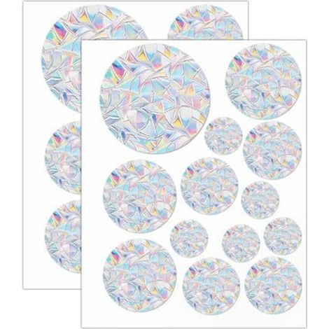 2 Feuilles Suncatcher Sticker Fenetre Statique, Anti Collision Arc-en-ciel Fenêtre Non Adhésif, Stickers Fenetre Arc en Ciel, Stickers Anti Collision Oiseaux, Autocollants de Fenêtre à Prisme Rond (1/5)