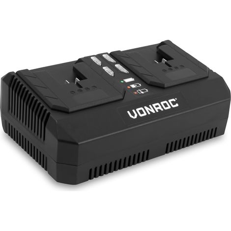 VONROC Chargeur rapide double 20V – 88W 4.0A – Plateforme VPower – Compatible CD828AA, CD829AA, CD801AA, CD803AA (1/5)