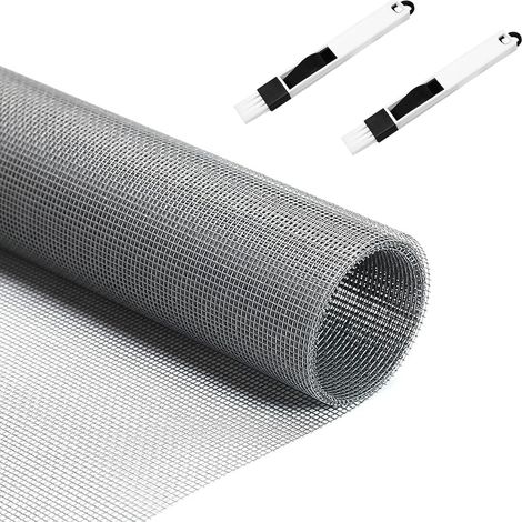Moustiquaire Fibre de Verre 120 x 250 cm, Rouleau Découpable DIY, Filet Anti-Insectes pour Porte, Fenêtre, Salon et Cuisine, Gris (1/5)
