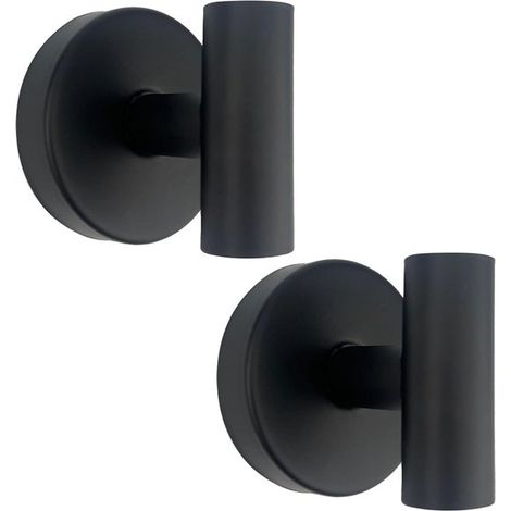 Ganchos para toallas de ducha con ventosa para montaje en pared,hotel y oficina (2 x negro mate),negro,acero