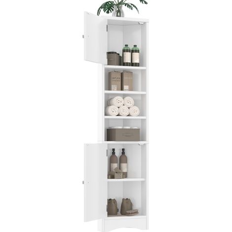 Armoire d'angle blanche, finition laquée anti-humidité, étagères réglables