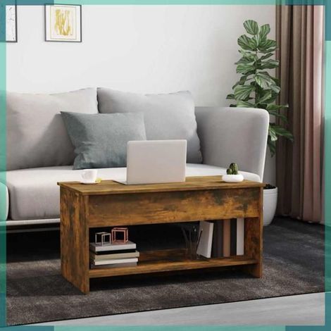 Table basse - 819290 - chêne fumé - Bois d'ingénierie - 102 x 50 x 52,5 cm (1/5)