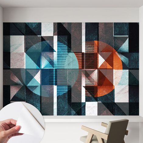 Papier peint adhésif décoratif pour chambre et salon Design moderne à poser facilement Formes abstraites 152x104 cm (1/5)