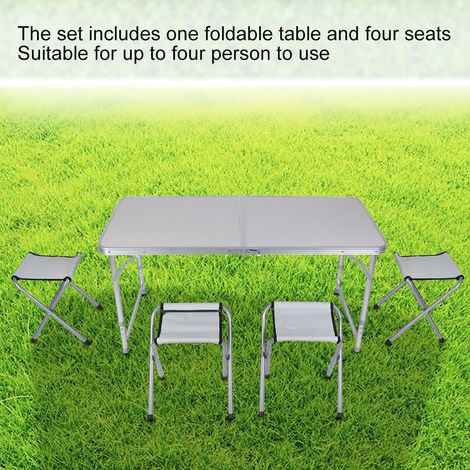 Table pliante de cuisine/salle à manger/jardin/pique-nique/camping avec ensemble de 4 chaises portables (1/5)