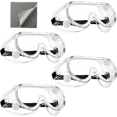 4 Paires de Lunettes de Protection Transparentes, Lunettes de Sécurité Anti Buée et Anti Poussière avec Protections Latérales (1/5)