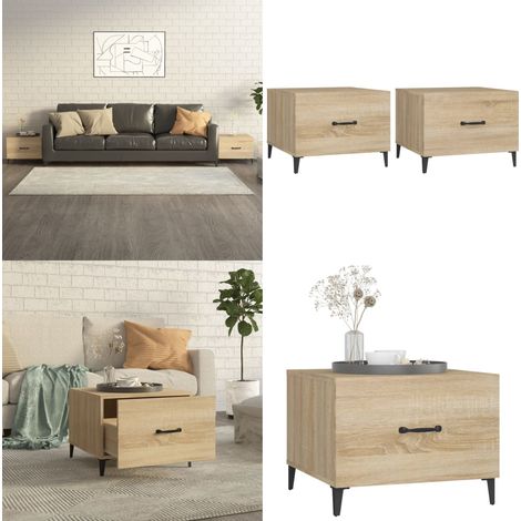 Tables basses avec pieds en métal 2 pcs Chêne sonoma 50x50x40cm - Table Basse Industrielle - Meuble Salon - Table D'appoint - Table Basse Design - Meubles Tendance - Home & Living (1/5)