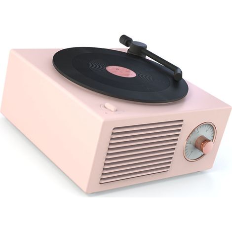 Mini enceinte Bluetooth portable sans fil au style rétro innovant, avec basses riches et son HD, rose pâle (1/5)
