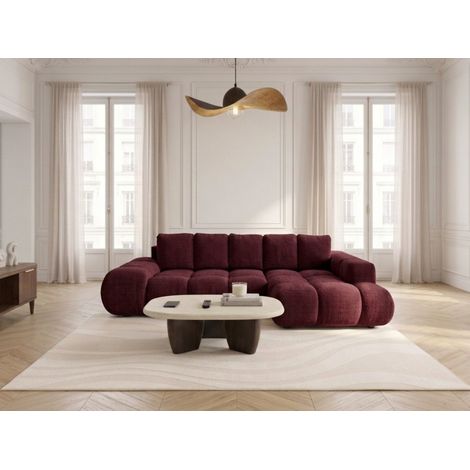 BOBOCHIC - Canapé d'angle convertible SAMBA tissu texturé Angle droit  Rouge (1/5)