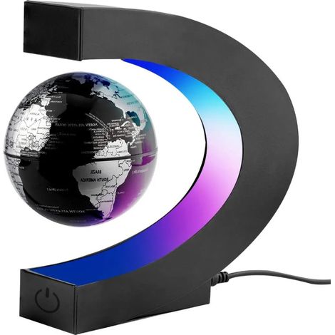 Globo de levitación magnética, globo de mapa mundial en forma de C iluminado por luz LED colorida, decoración de escritorio, juguete para niños, regalo de cumpleaños (1/5)