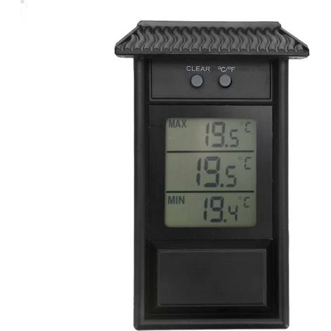 Dhouse Digital Max Min Thermometer Garden Digital Thermometer Digital Max Min Greenhouse Thermometer for Indoor Outdoor Garden Home Temperature Monitor (Black) (1/5)