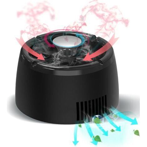 Noir Cendrier portable rechargeable sans fumée avec ventilateur d'aspiration de fumée, extracteur de fumée électrique USB pour la maison, le bureau, la voiture, filtre remplaçable