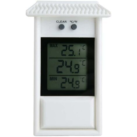 LaBlanc - Thermomètre numérique résistant aux intempéries, design classique, mesure précise pour l'intérieur ou l'extérieur, convient pour le jardin, la serre, la chambre de culture, blanc