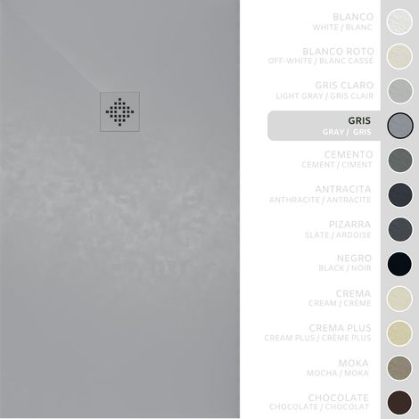 SOULBATH Receveur de Douche -Résine -Gel Coat -Texture Lisse/Pierre -Antidérapant -Couleur Gris - 120x80- Extra plat 3cm. Bonde de Vidage incluse - GRILLE MÊME COULEUR (1/5)