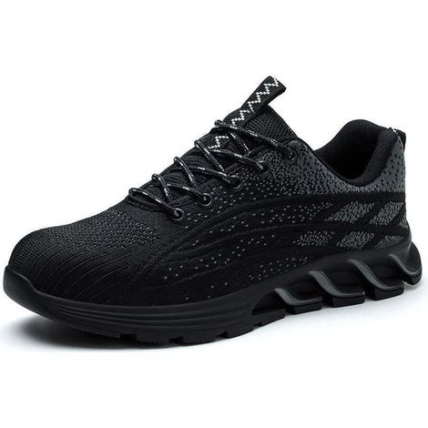 Chaussures de travail Flyknit pour hommes, embout en acier, anti-écrasement et anti-perforation, légères, antidérapantes et résistantes à l'usure, pour chantiers de construction (1/5)