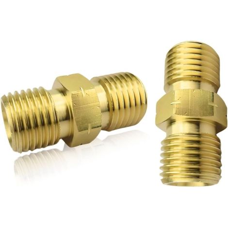 Lot de 2 raccords rapides pour tuyau de gaz - Raccord de tuyau de gaz - 1/4" AG - Raccord rapide en laiton - Pour climatisation, installations solaires sanitaires