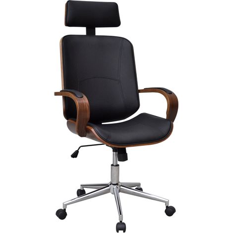 Silla/sillón de oficina de lujo en madera de nogal negro con reposacabezas 0502018 (1/4)