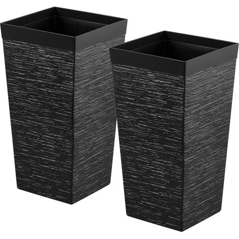 Lot de 2 jardinières hautes 580 mm, grands pots effilés en plastique pour plantes d'intérieur et extérieur, avec roulettes, pot intérieur et trous de drainage, design moderne pour patio, jardin, balco (1/5)