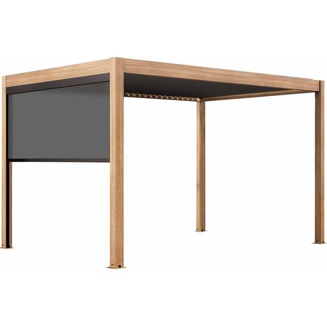Pergola bioclimatique autoportée et motorisée éclairée 3x4m et 1 store (1/5)