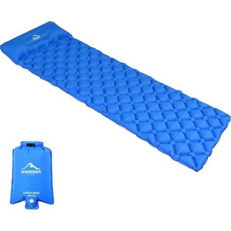 Colchón de camping ultraligero, de almacenamiento compacto, azul con airbag. (1/2)