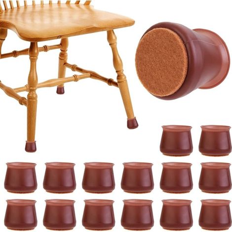 32Pcs Couvre-Jambes de Chaise en Silicone Rond avec Coussin en Feutre pour Housse de Protection de Meubles Elastique pour Eviter Les Rayures 30-45mm