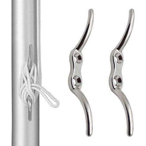 Bootsklampe, Festmacherklampe, Klampenhaken, Festmacherklampe, Fahnenmast-Seilklampenhaken, Bootsanlegezubehör für Boote, Yachten, Fahnenmast, 2er-Pack