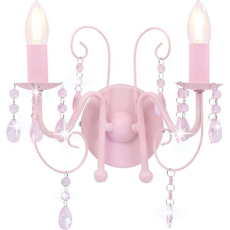 vidaXL Lámpara de pared con cuentas rosa con 2 bombillas E14 (1/2)