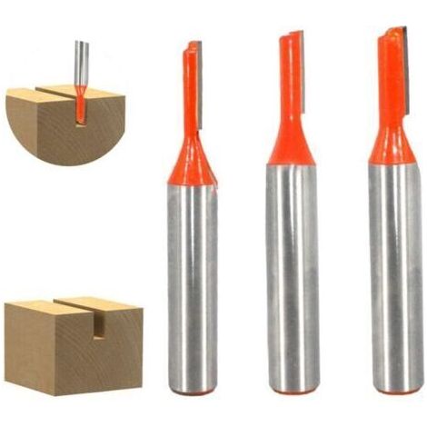 Fraise Droite à Queue de 8 mm, 3 Pièces Fraise Droite Defonceuse, Fraise a Rainurer à Tige, Fraise à Bois Outils de Fraisage du Bois, Outil de Travail Du Bois, Diamètre de Coupe 3mm/ 4mm/ 5mm (1/4)