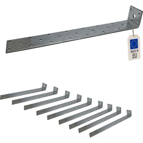 10 équerres d'ancrage béton - Acier galvanisé - Équerres à béton - Ht 300mm - Platine 43x40 mm - Epais 4mm - Fabrication Europe