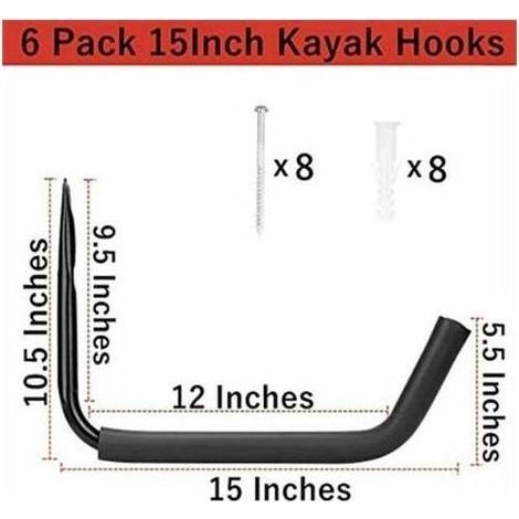 Crochets de garage, 4 crochets muraux pour échelle, crochets utilitaires robustes pour vélo, chaise pliante, articles en vrac - 27 cm x 38 cm (1/5)