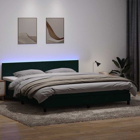 Boxspringbett mit Matratze & LED Dunkelgrün 180x220 cm Samt (1/5)
