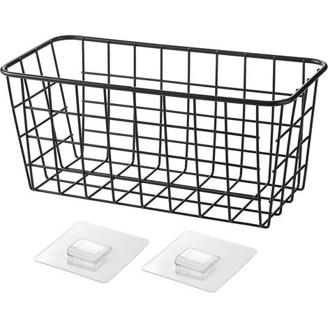 3 Pièces Étagère de Douche Sans Percage Noir, Panier Rangement Salle de Bain, Corbeille Murale en Métal -28 x 12 x 12 cm (1/4)