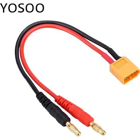 Câble adaptateur de chargeur de batterie en silicone avec connecteur XT60 vers fiche banane 4,0 mm (1/5)
