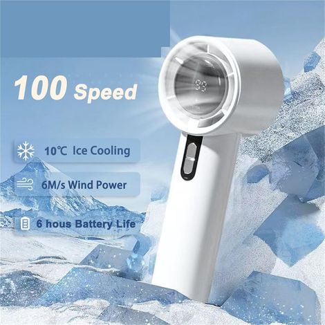 100 Speed Quiet Portable Handheld Fan USB Rechargeable,White (1/5)
