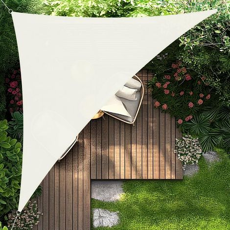 Dreieckiges Sonnensegel 5x5x7m, wasserdicht, für Garten, Terrasse, Balkon, Außenbereich, Beige (1/5)