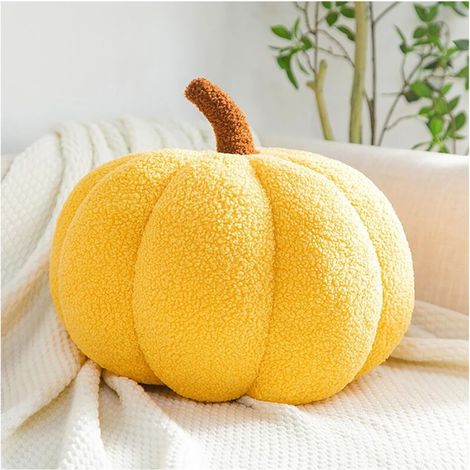 Coussin décoratif citrouille jaune - Convient pour la maison, la chambre, le canapé et le bureau - 1 pièce, jaune, 35 cm (1/4)