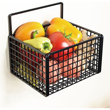 Boîte de rangement pour gingembre et ail, étagère à oignons verts de cuisine, support pour gingembre et ail, étagère à épices murale, panier à légumes mural, outil magique sans perçage, compartiment u (1/5)