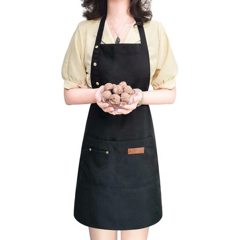 Tablier Cuisine - Coton Toile et Lin - Avec Bretelles Réglables et Grandes Poches - Unisexe - 73 x 68 cm - Gris - 1 Pièce (1/5)