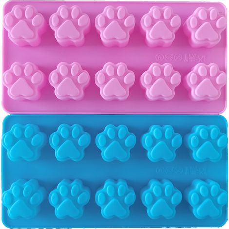 moules à pattes de chat à 10 compartiments - Moules en silicone - Moules pour petits gâteaux et biscuits au chocolat - Moules à pâtisserie en forme de pattes de chat - Moules pour boîtes de nourriture (1/2)