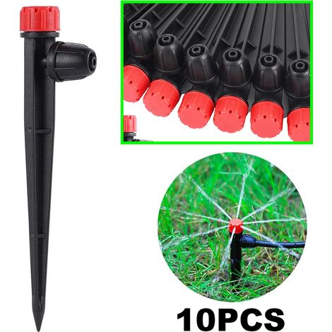 (10 pièces BL et 8 trous) Émetteur d'irrigation goutte à goutte réglable sur piquet, buse de micro-pulvérisation à 360° pour l'arrosage des cultures, jardins, pelouses et légumes (1/5)