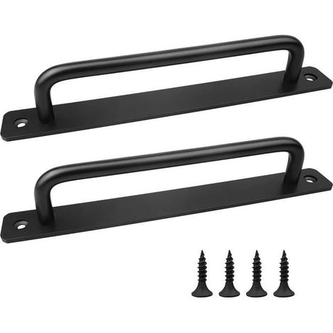 Poignée de porte de grange coulissante - Paquet de 2 - Noir - Aluminium - 21,1 cm (1/4)