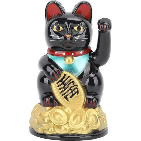 Sculpture de chat porte-bonheur électrique agitant la statue de chats pour la maison, le bureau, la voiture, le tableau de bord, décoration d'art culturel (1/5)