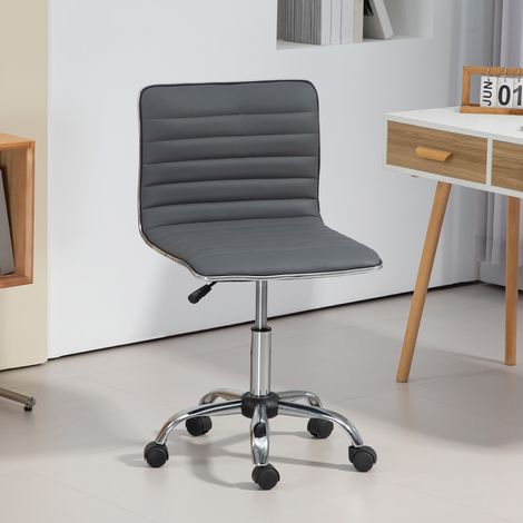 Silla de Escritorio sin Brazos Giratoria con Altura Ajustable Silla para Estudio Tapizada en PU Carga 120 kg Gris Oscuro (1/5)
